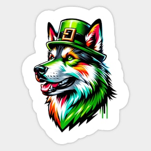 Czechoslovakian Vlcak Celebrates Saint Patrick's Day Sticker